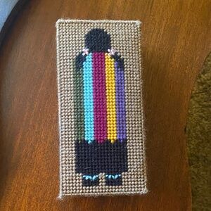 Colorful American Indian/ Indigenous Needlepoint covered brick doorstop
